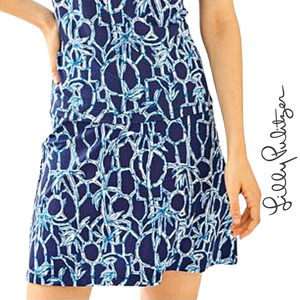 Lilly Pulitzer Brenna Knit Skirt in High Tide Lucky Bamboo Navy and White Medium